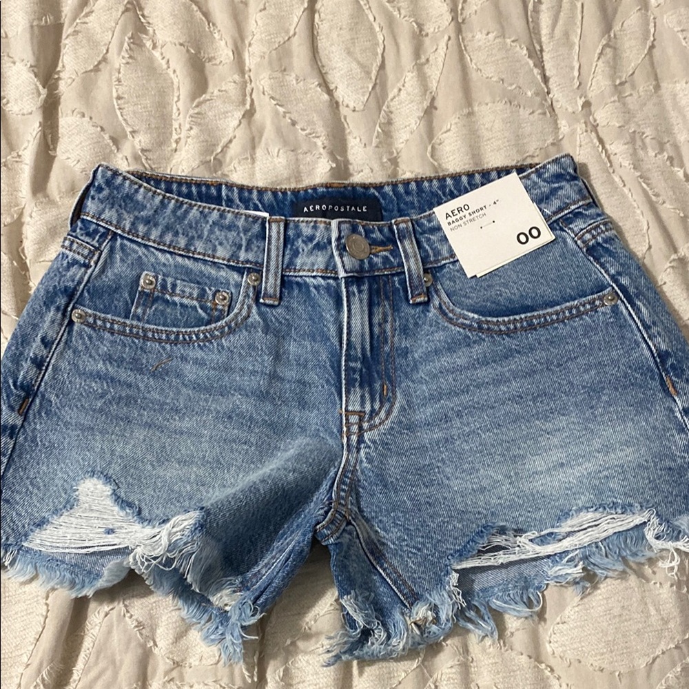 Aeropostale Blue Distressed Jean Shorts size 00 nwt